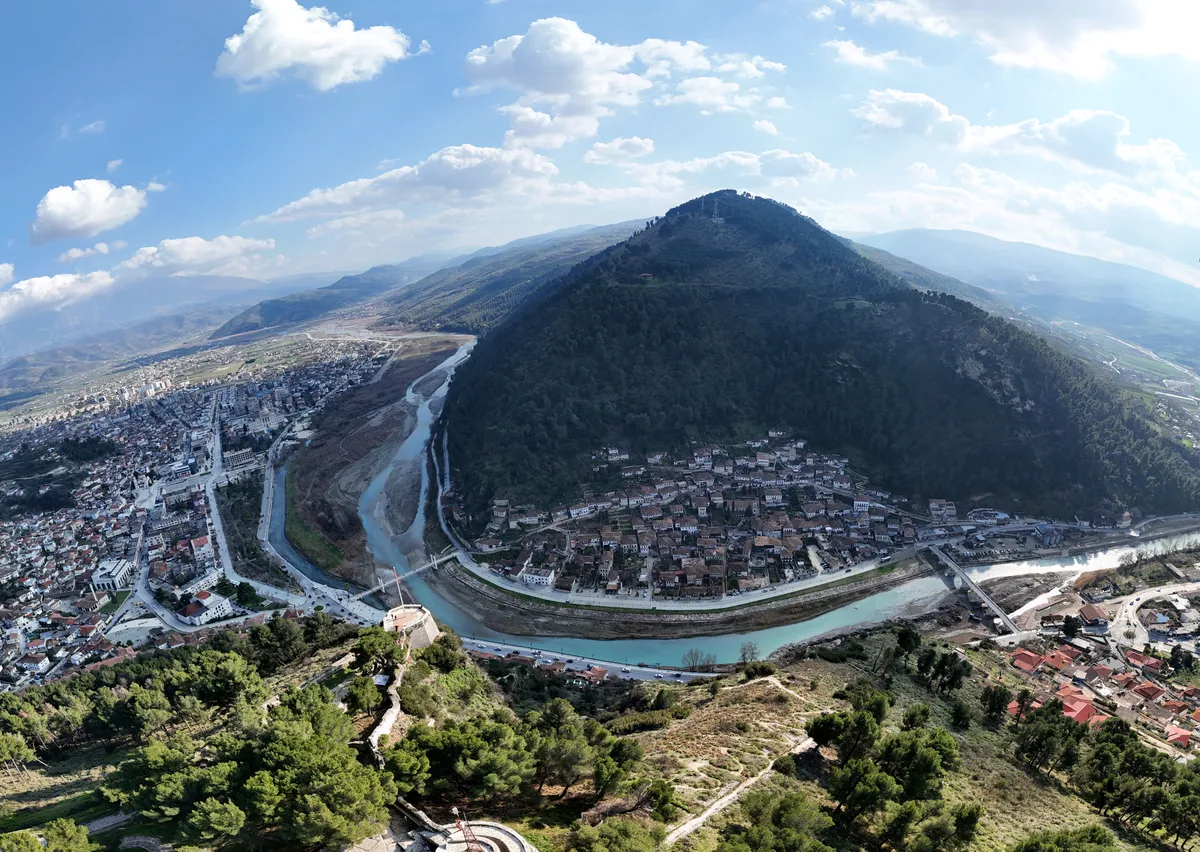 Aerial view of Gorica, Berat