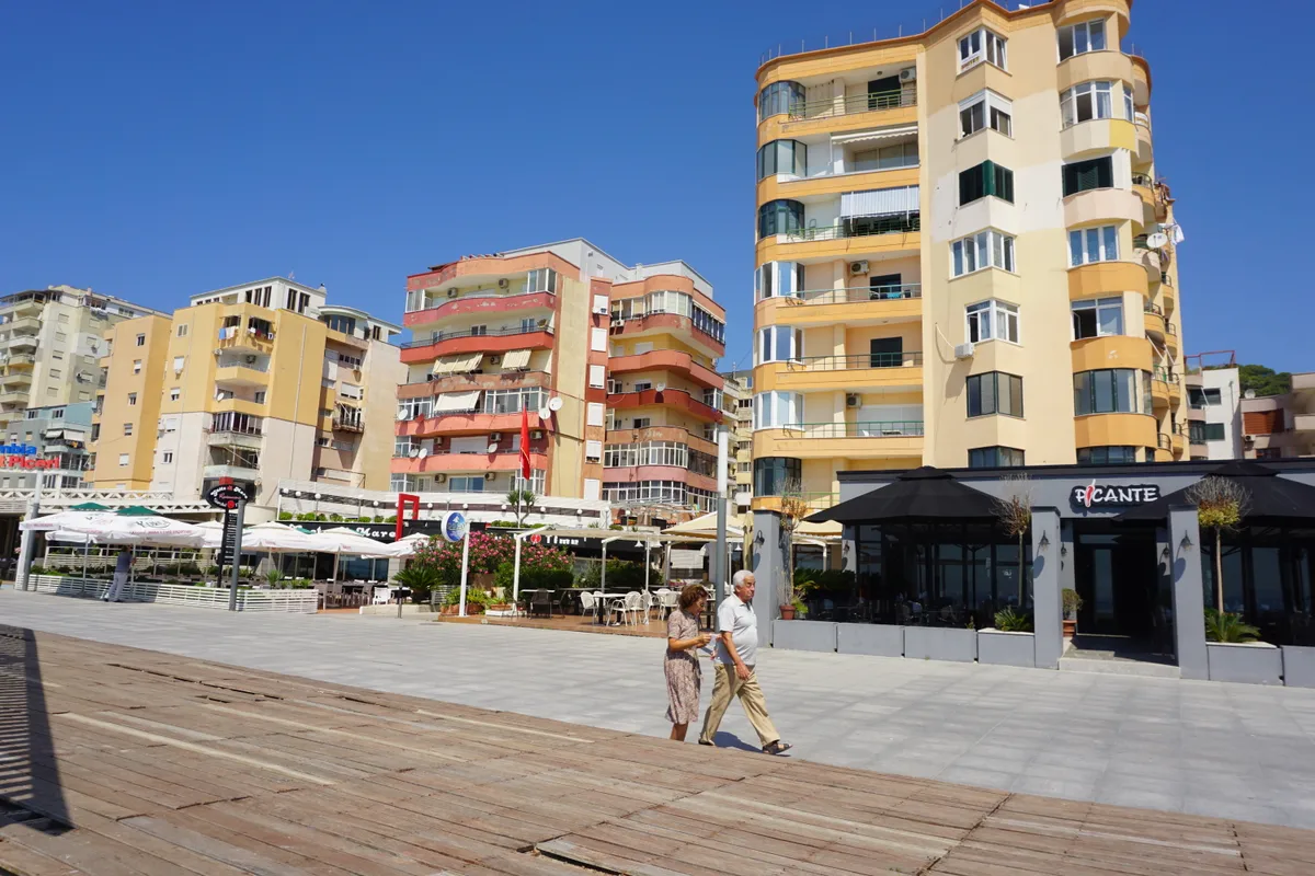 The seafront promenade in Durrës
